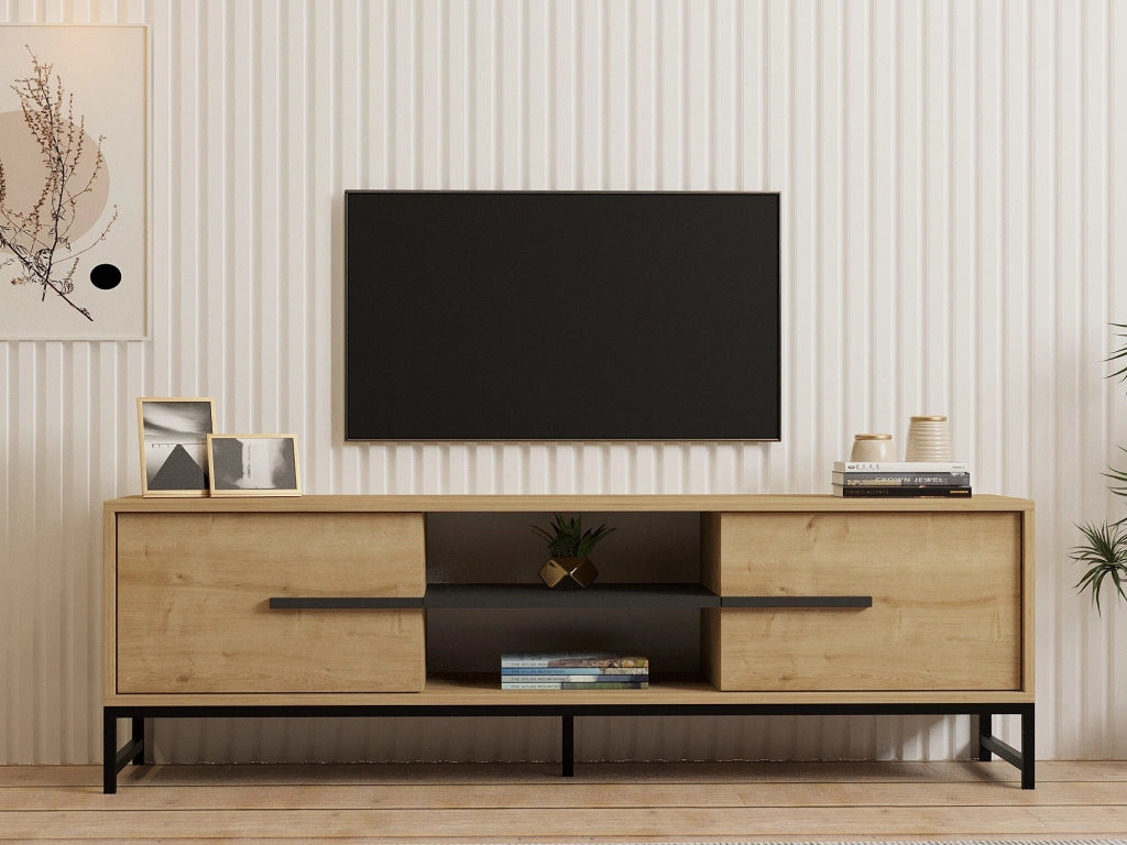 Cinaglio, Mobile Porta tv un Ripiano, 160x40x50h cm Marrone Rovere