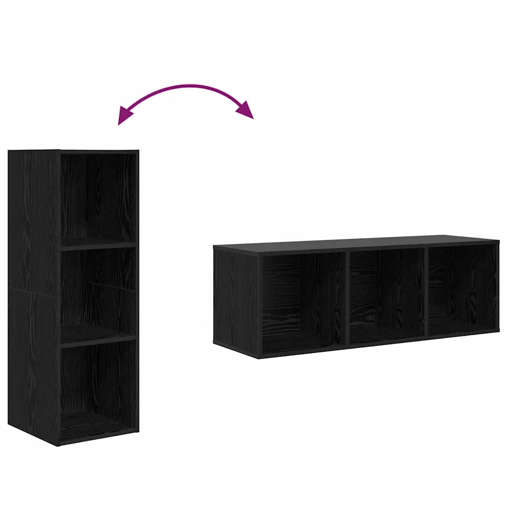 Set mobile TV 3 pz Rovere Nero Legno ingegnerizzato 3393379