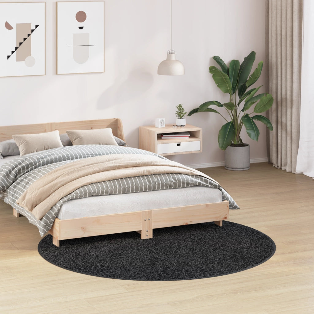 Tappeto Shaggy con retro in lattice Grigio scuro Ã¸160 cm