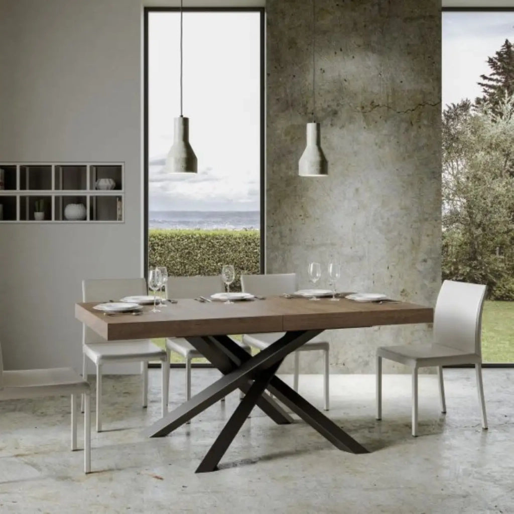 Tavolo allungabile 180/284x90 cm Volantis colore noce gambe antracite