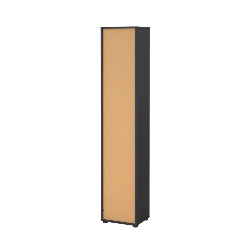 Libreria Erevan, Scaffale da ufficio, Mobile portalibri, Biblioteca, 41x34 h205 cm, Rovere e Grigio