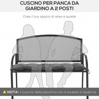 Cuscino per Panchina da Giardino 100x40cm con Laccetti e Imbottitura Spessa Grigio Scuro