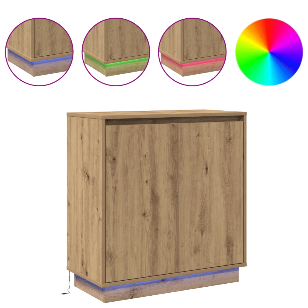 Mobile con LED Rovere Artigianale 71x34,5x75 cm in Legno Ingegnerizzato