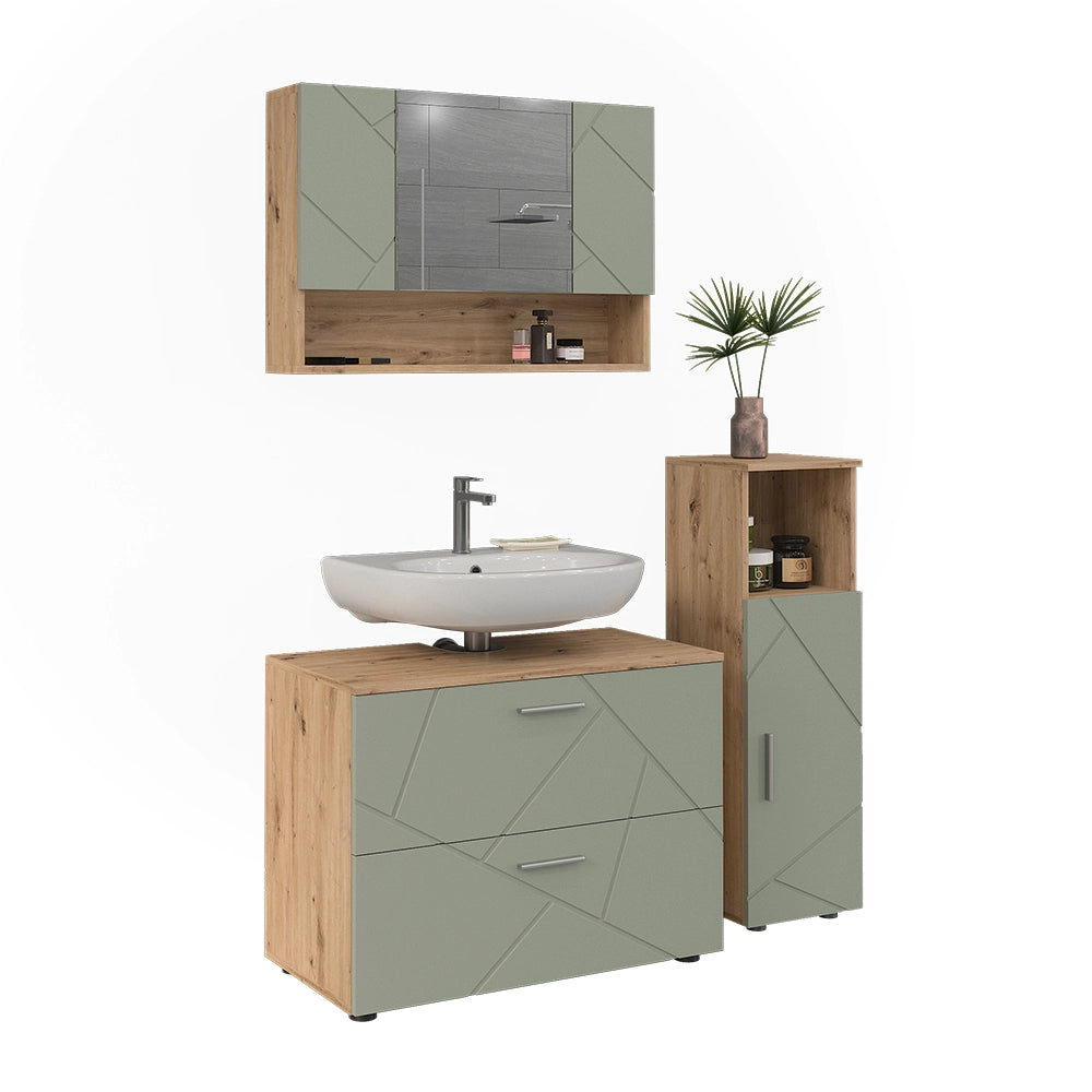 Vicco Set di mobili da bagno Verde salvia 3 parti