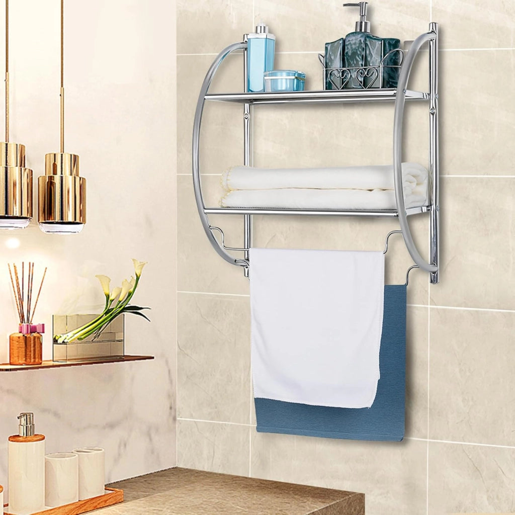 Porta Asciugamani da Parete Porta Salviette a 2 Ripiani per Bagno in Acciaio Inossidabile