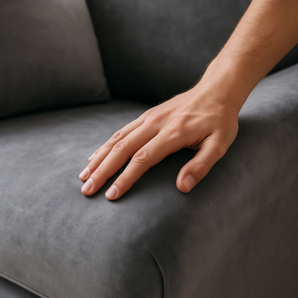 Divano 3 Posti con Rivestimento in Velluto Grigio Premium Sofa Relax 212x75x87cm