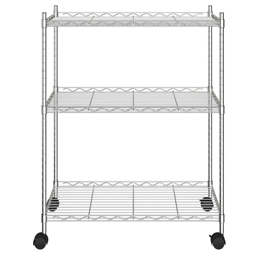 Scaffale a 3 Livelli con Ruote 60x35x81 cm Cromato 150 kg 324625