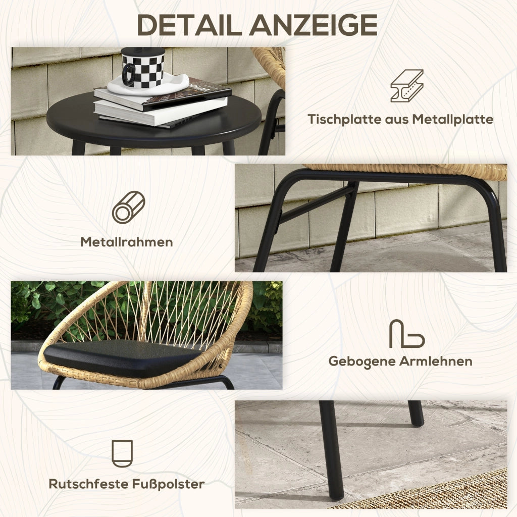 Set giardino polyrattan ¨C zephmum ¨C 2 sedie, tavolo, giallo