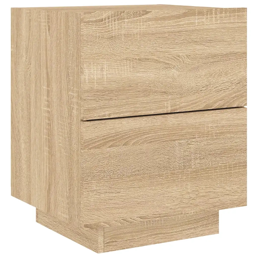 Comodino con Luci LED-Tavolino da notte Rovere Sonoma in Legno Multistrato 931696