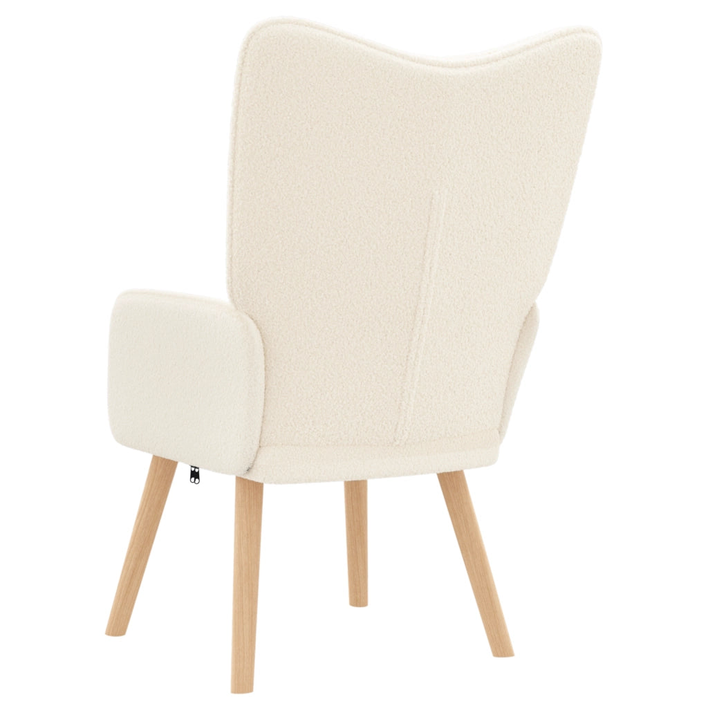 Poltrona Rilassante  in Tessuto Simile a Lana Riccia Color Panna