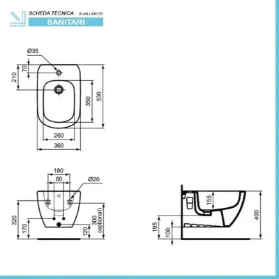Sanitari Ideal Standard Tesi sospesi Rimless AquaBlade copriwater originale