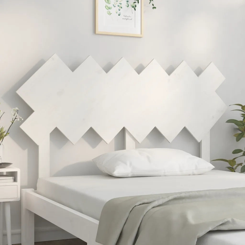 Testiera | Testata per Letto Bianca 132x3x81 cm Legno Massello di Pino