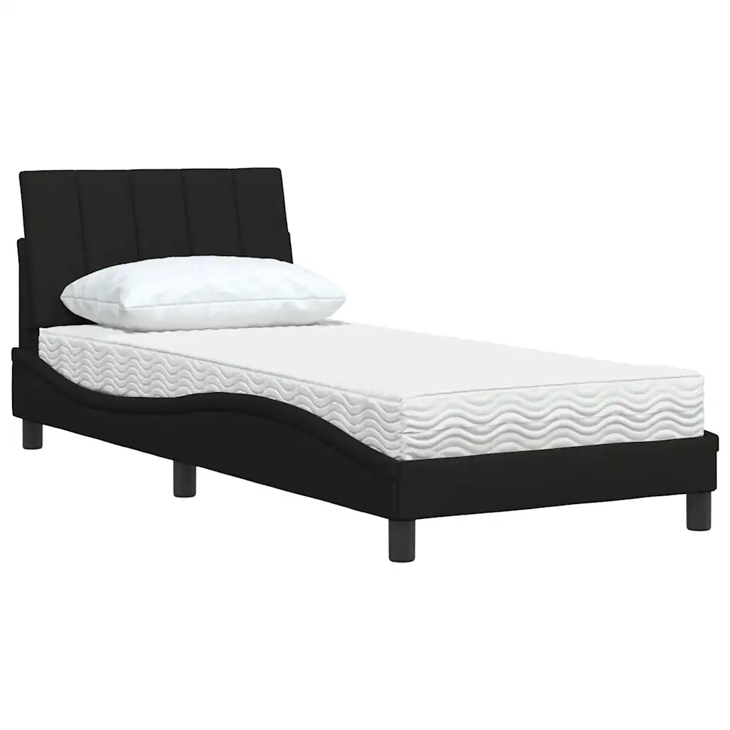 Letto con Materasso Hanko Nero 90x190 cm in Tessuto 3310498