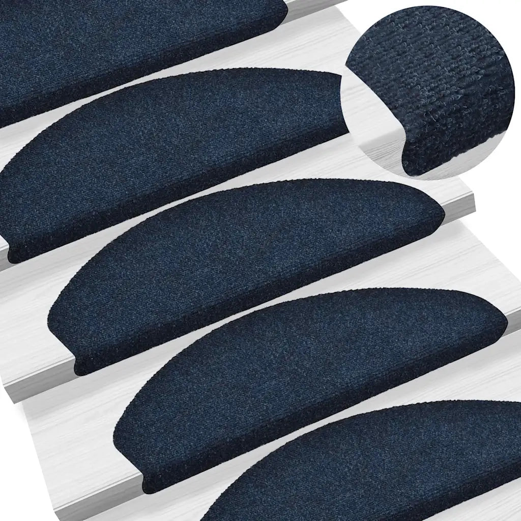 Tappetini per scale autoadesivi 15 pz 65x21x4 cm blu navy semicircolari grandi 322357