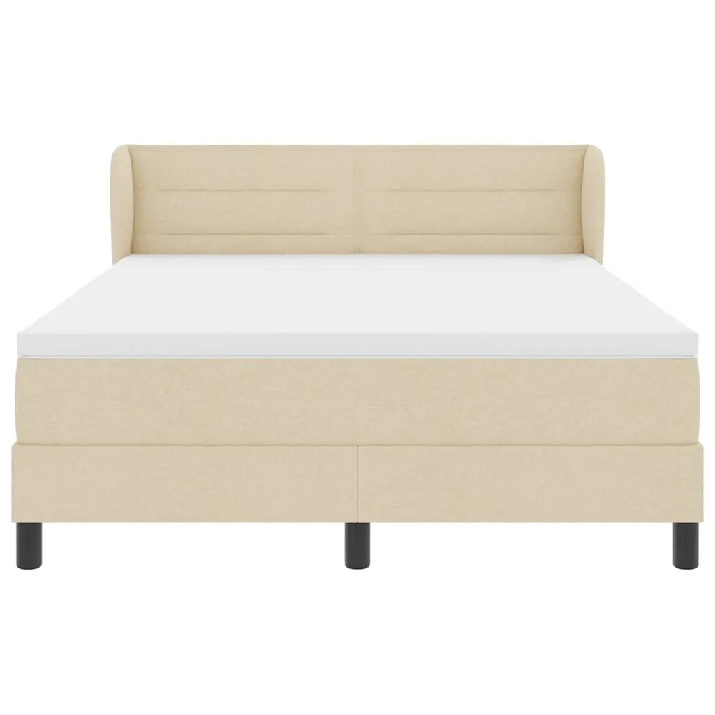 Letto a molle con materasso Crema 140 x 190 cm Tessuto 3339959