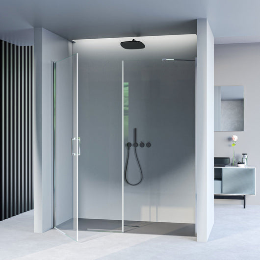 Porta Parete Doccia 135 cm 1 anta Battente  in Cristallo trasparente 6mm H195 Bonussi Selma