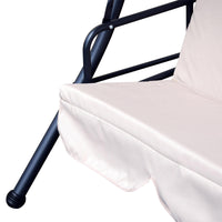 Dondolo 3 Posti 200x125x170 cm in Acciaio e Poliestere Beige