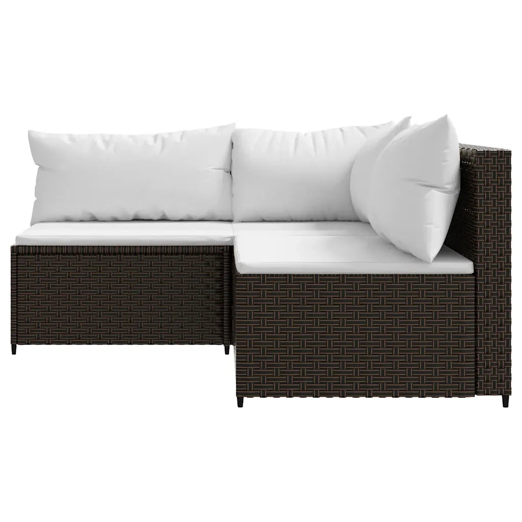 Set Mobili da Giardino 3 pz con Cuscini in Polyrattan Marrone CFW3196160