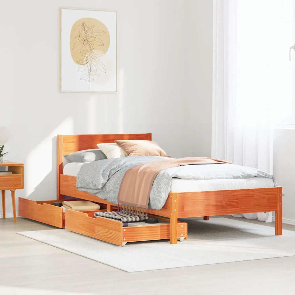 Letto singolo | Letto per adulti | Letto senza Materasso Marrone Cera 90x200 cm Legno di Pino