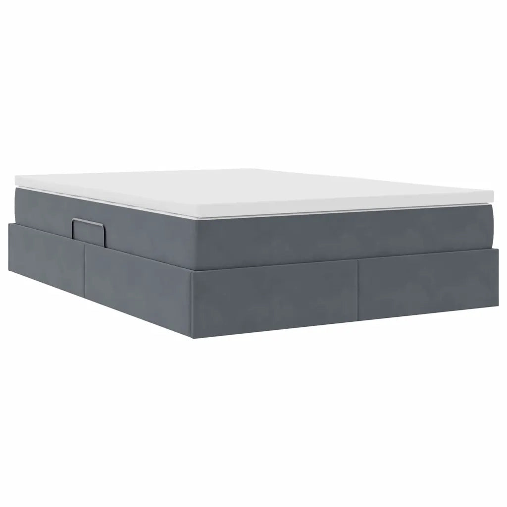 Letto con contenitore e materasso Grigio scuro 140 x 200 cm