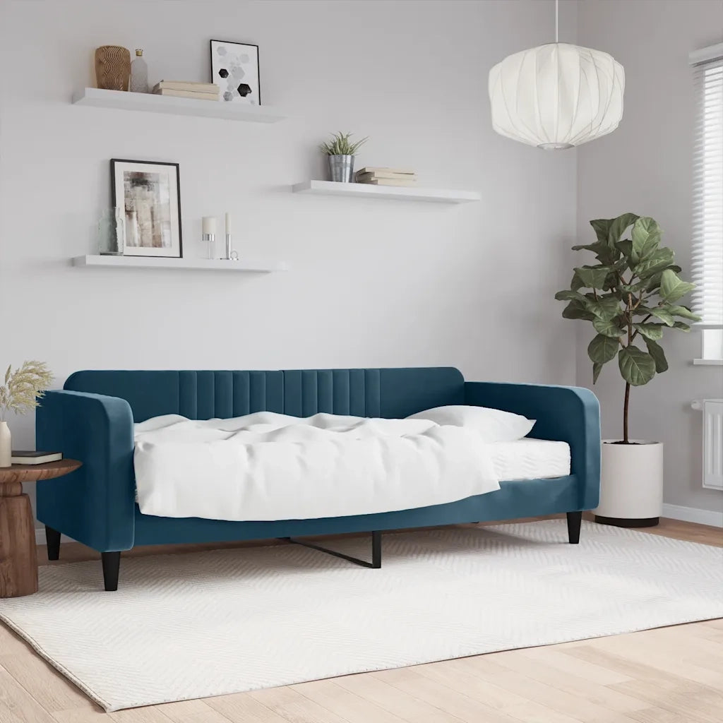Divano Letto con Materasso Blu 90x200 cm in Velluto 3197038