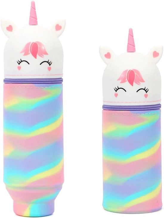 Pennino 2 in 1 con silicone morbido Pennino verticale con forma di unicorno Pennino portapenni espandibile per bambine Regalo per bambine con pennini Pennino con forma di unicorno bianco