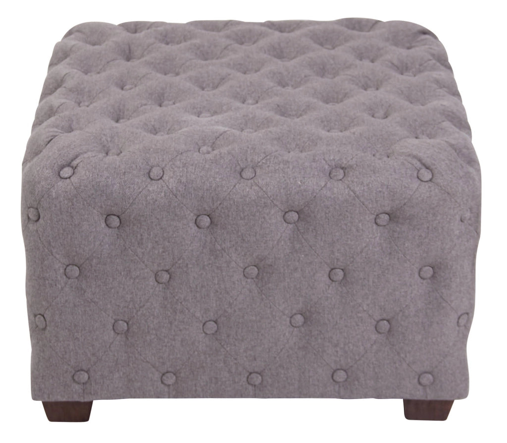 Pouf trapuntato Nimes in tessuto grigio