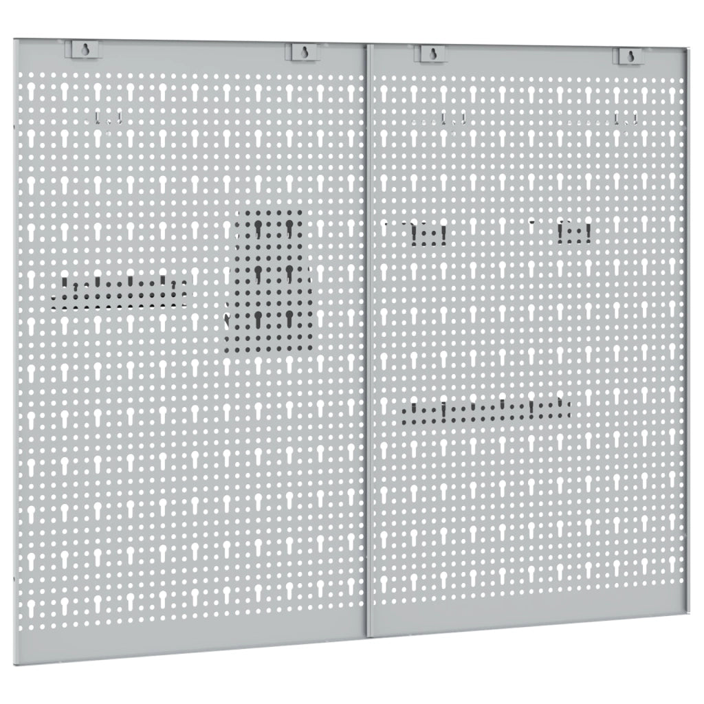 Pannelli per Attrezzi 2 Pezzi con 8 Accessori, Grigio, 50x80 cm Acciaio