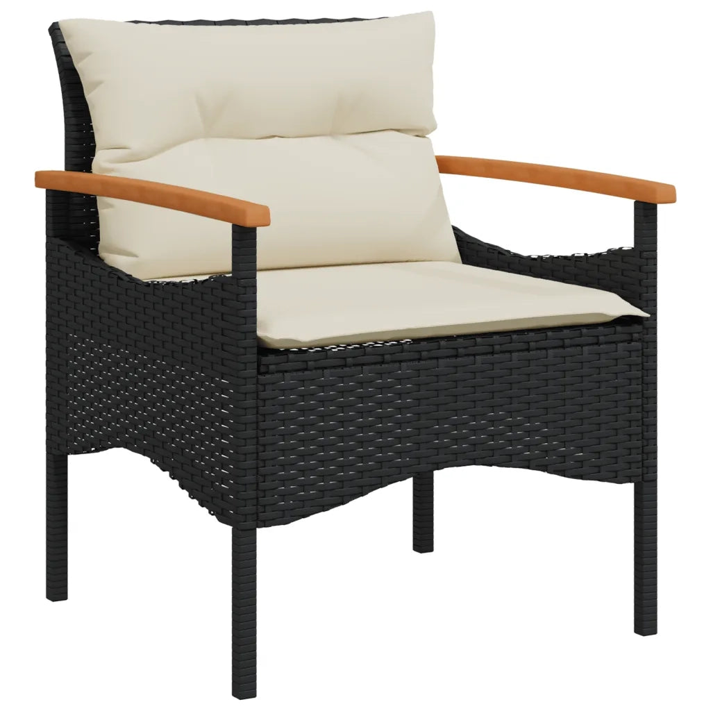 Set Divani da Giardino 3 pz con Cuscini in Polyrattan Nero 368404