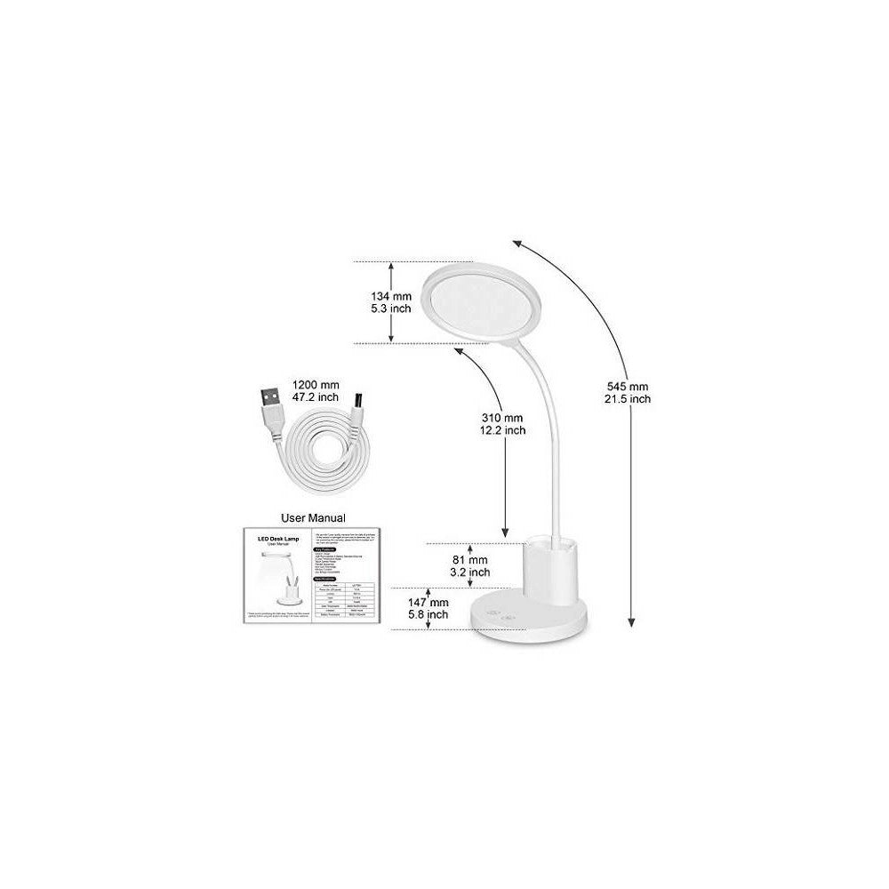 Trade Shop - Lampada Tavolo Flesibile Led Ricaricabile Portacellulare Dimmerabile 10w Ls-td01 -