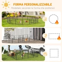 Recinto per Cani e Cuccioli con 16 Pannelli Modulabili e 2 Ingressi, 80x1.5x60cm