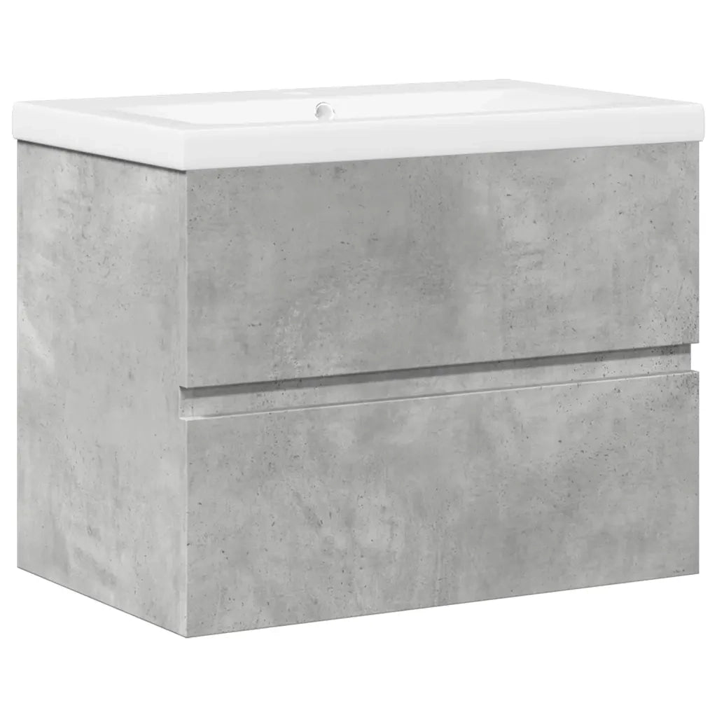Set Mobili da Bagno | Armadio da bagno 2 pz Grigio Cemento in Legno Multistrato