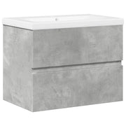 Set Mobili da Bagno | Armadio da bagno 2 pz Grigio Cemento in Legno Multistrato