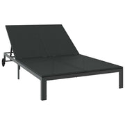 Lettino da Lettino sole | Sdraio da giardino | Lettino da sole Nero 206 x 115 x 75 cm polyrattan