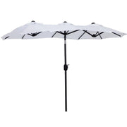 OMBRELLONE DA GIARDINO DOPPIO APERTURA A MANOVELLA 285 X 147 X 227 CM BIANCO
