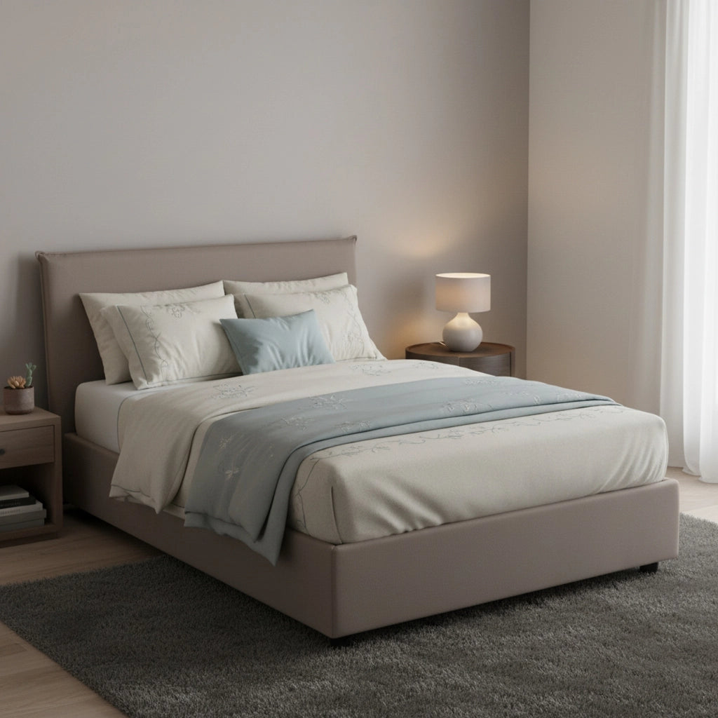 Anyta, Letto Piazza e Mezza Sfoderabile Made in Italy, Grigio Tortora