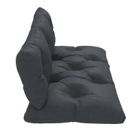 Set 2 Cuscini da Giardino per Divani e Pallet in Poliestere con Imbottitura Spessa, Grigio Carbone
