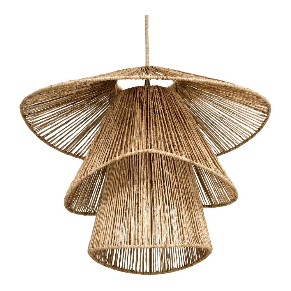 Lampada a sospensione Paralume di iuta naturale Base di ferro nero Lampo boho a sospensione Soggiorno Camera da letto Corridoio