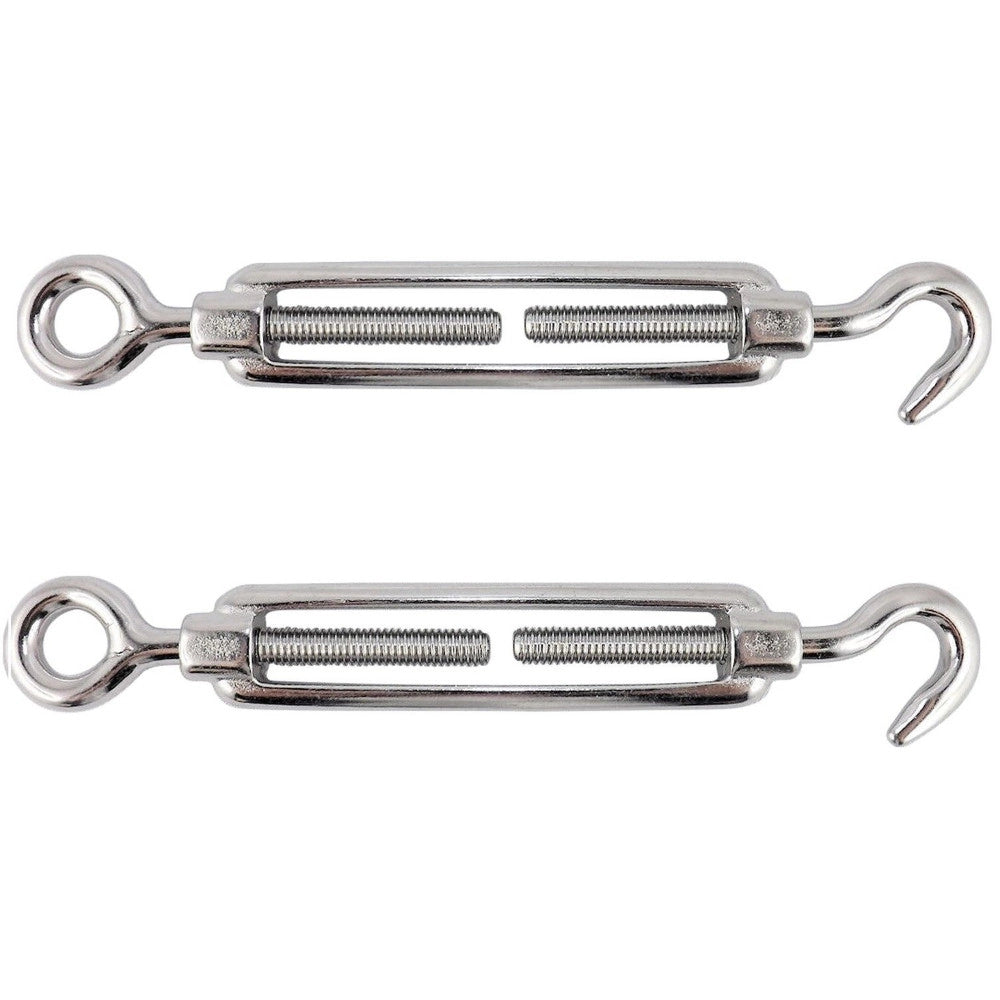 Trade Shop - Set 2 Pezzi Tenditore A Vite Con Gancio Ed Occhiello Acciaio 6mm -