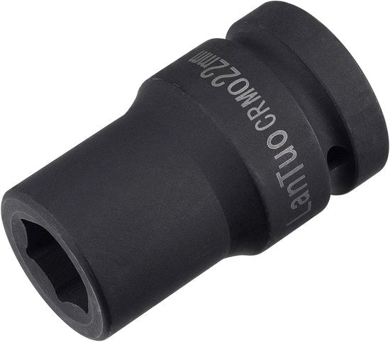 Impattuta per chiavi 1/2 pollici - 6 punte - 80 mm di lunghezza - Acciaio inox CR-MO - Duro chroom-vanadium - Liscio nero - Resistente alla corrosione - Chiave a goccia