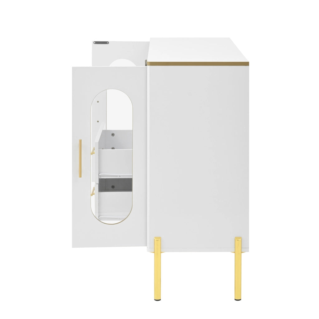 Credenza con Vetrine e Portabottiglie ¨C MINIMAL ¨C Bianco, Moderno, Salvaspazio