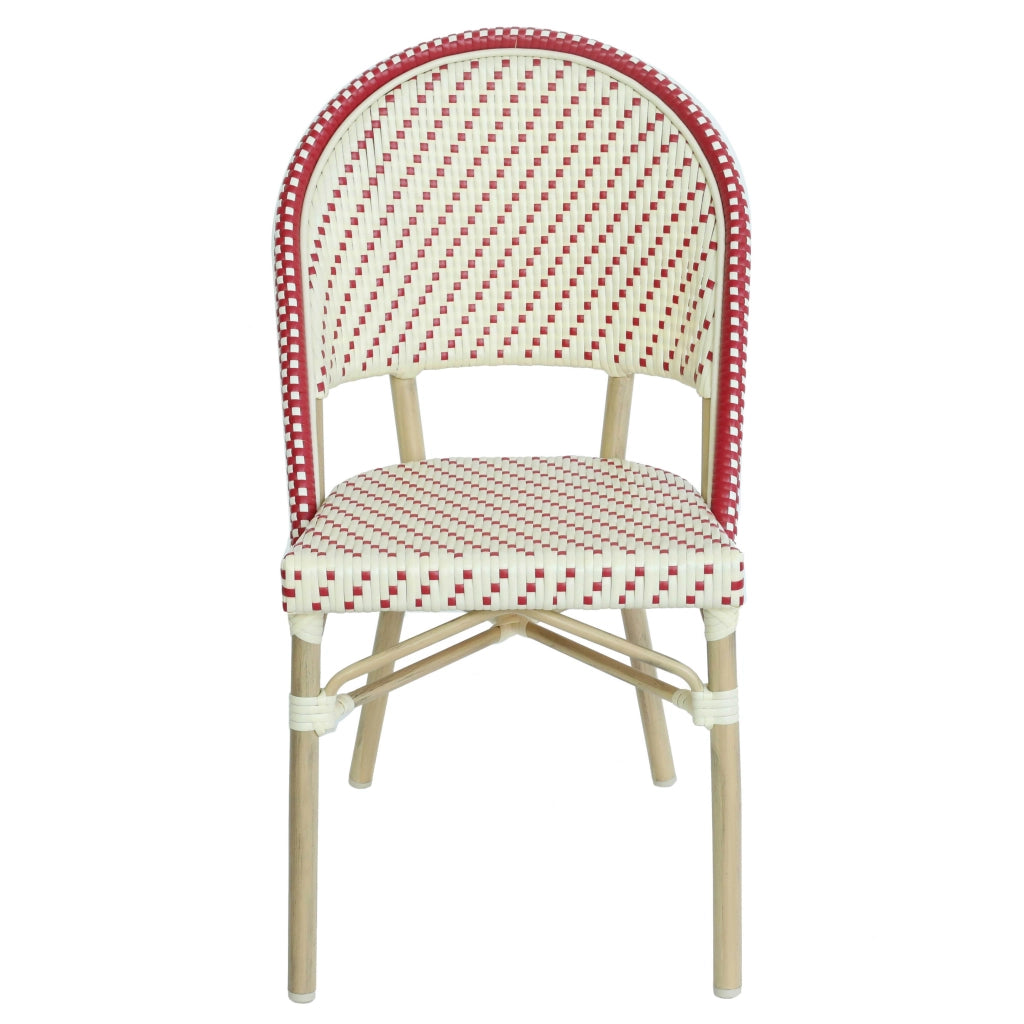 Sedia da giardino in rattan rosso e alluminio