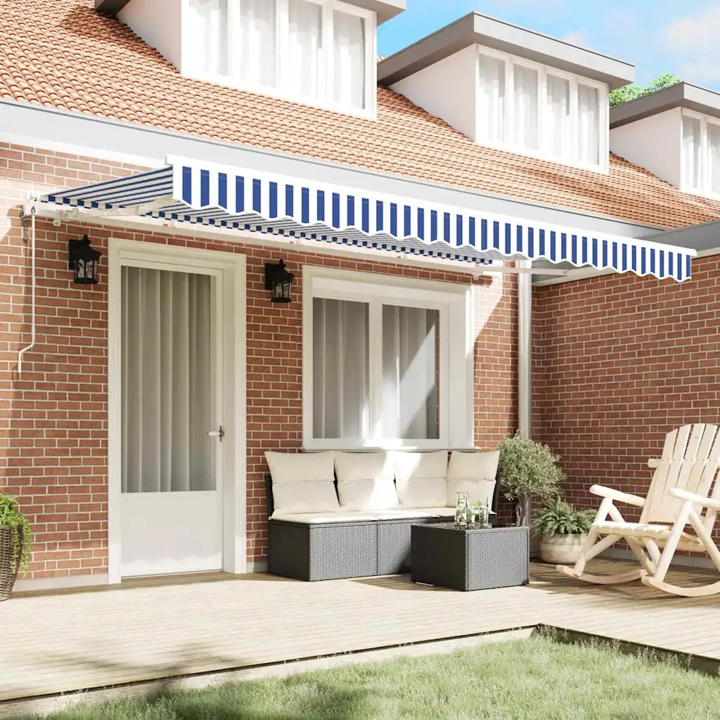 vidaXL Tenda Retrattile Blu e Bianco 400 x 200 cm
