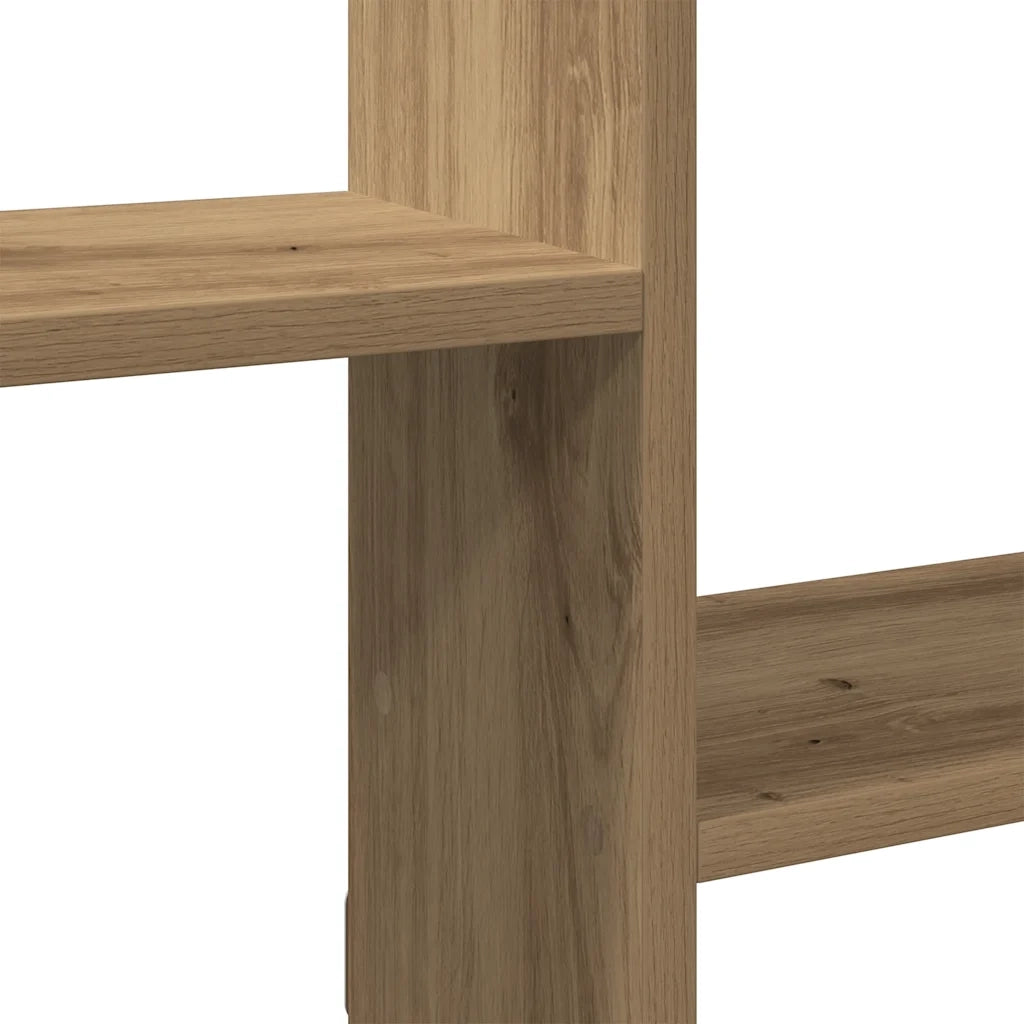 Scaffale Cubo Parete 5 Scomparti Truciolato Rovere Artigianale 860003