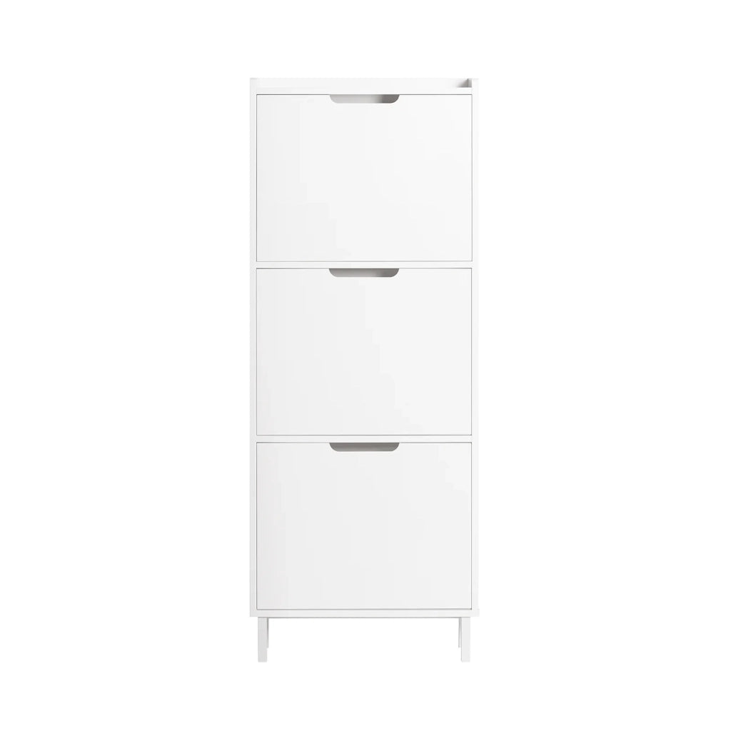 Scarpiera Con Ribalte Scarpiera Con Ripiani Scarpiera Portascarpe Salvaspazio 3 ante Bianco L50xP19xA129cm FSR151-H-W