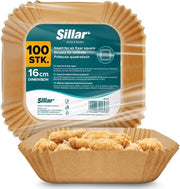 Papier per Airfryer Quadrato 16x16cm 100 pezzi Resistente all'olio e con rivestimento antiaderente Accessori per Airfryer compatibili con forno a microonde e magnetron fino a 220°C