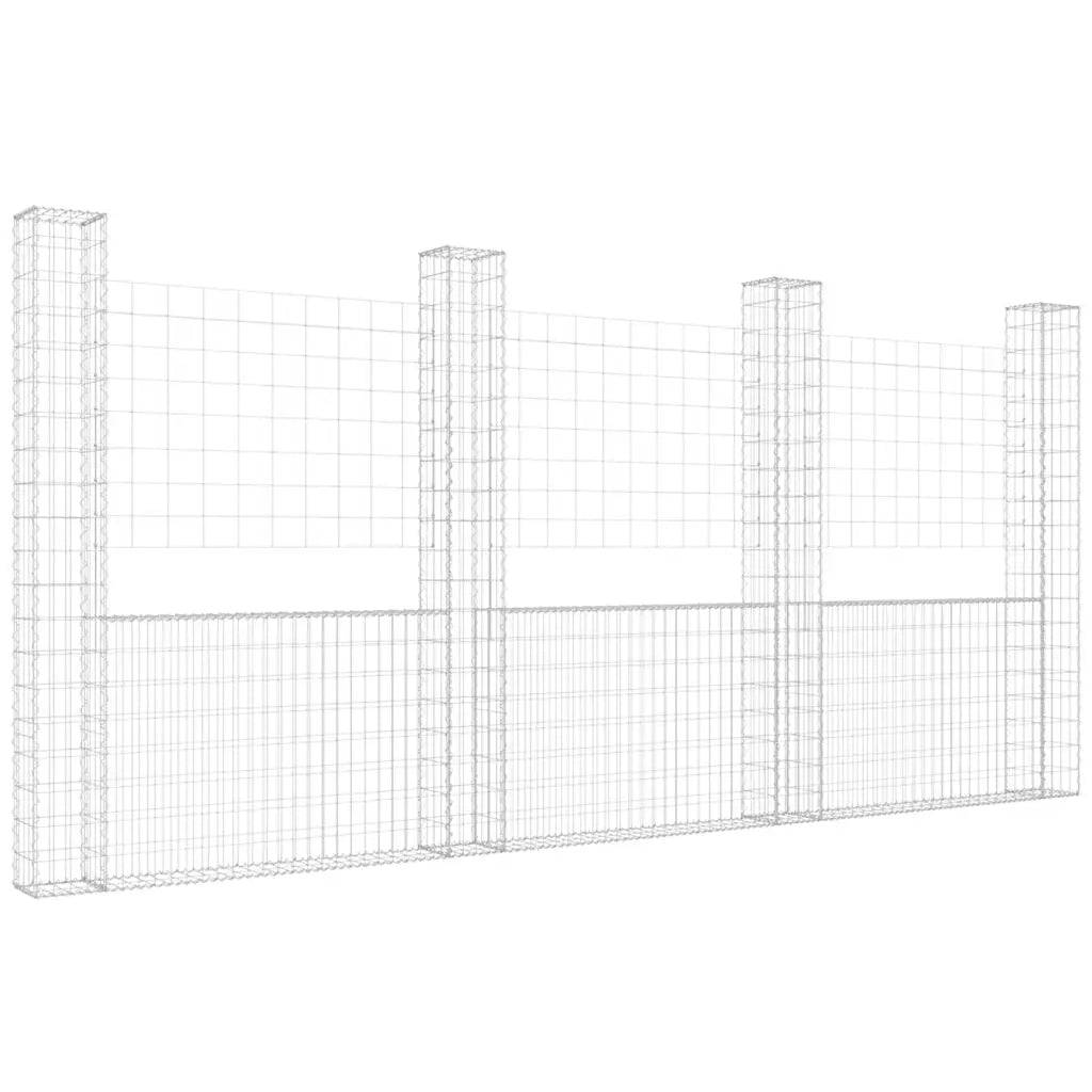Gabbione a U con 4 Pali in Ferro 380x20x200 cm 151291