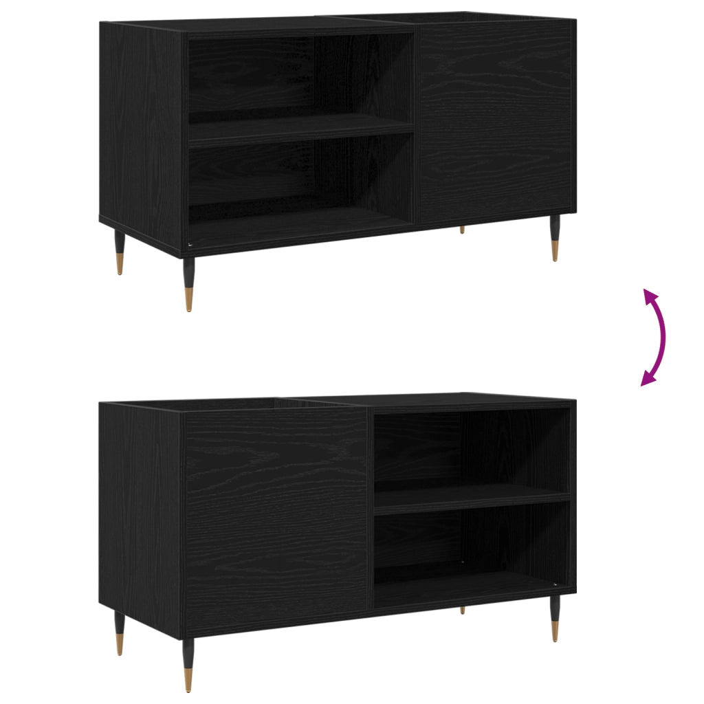 Armadio per dischi  Nero Rovere 84,5x38x48 cm Legno ingegnerizzato