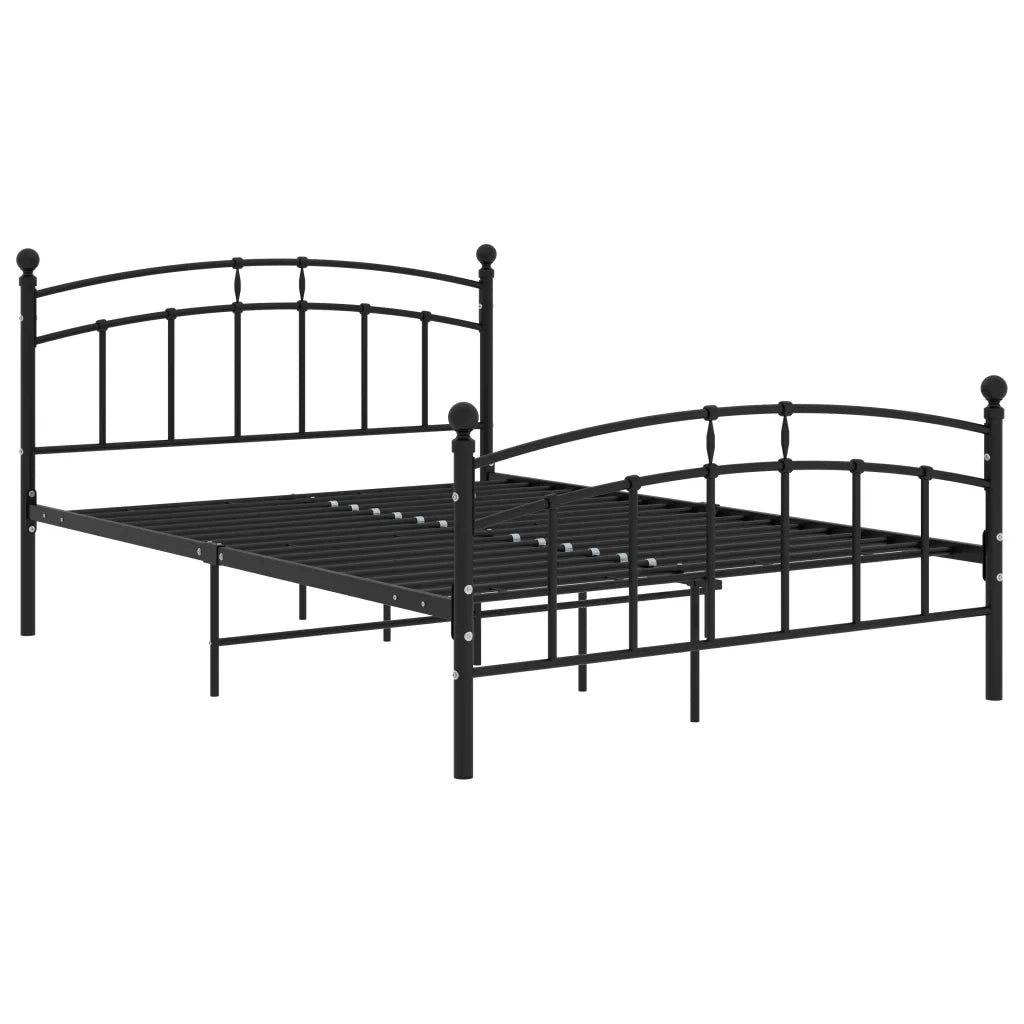 Letto matrimoniale | Letto per adulti | Giroletto Nero in Metallo 200x200 cm