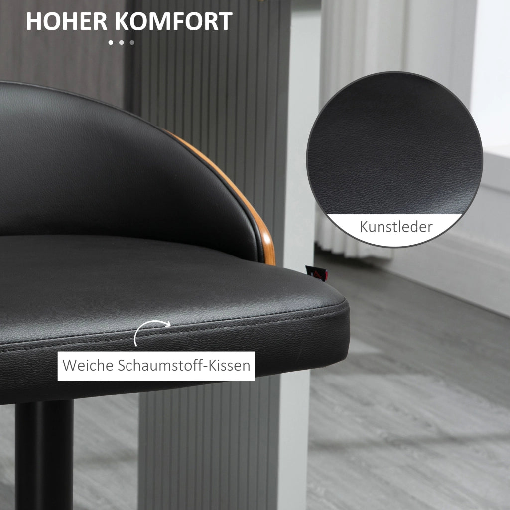 Set di 2 sgabelli da bar ¨C zephmum ¨C nero e marrone, in metallo e legno massello, regolabili in altezza, 360¡ã girevoli